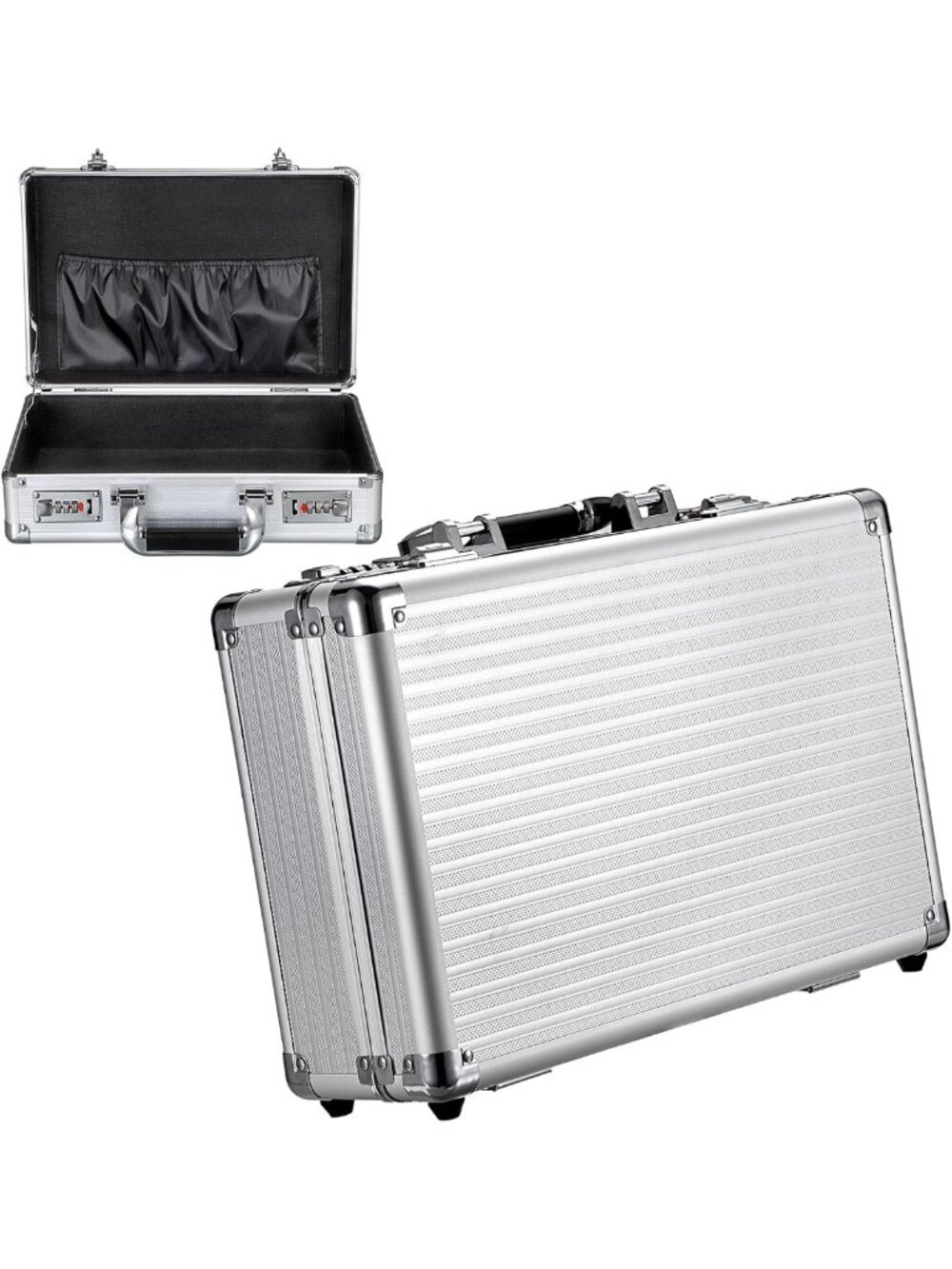 Secure File Organizer Storage Box with Lock & Handle, Stylish Silver Storage